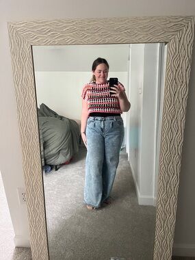 Crochet Cage Crop Top - Pink Multi